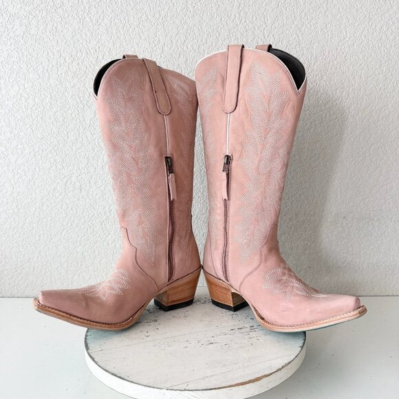 Lane Gallatin Womens Cowboy Boots 8 Pink Cowgirl Western Mid Calf Pointed Toe - Picture 7 of 11